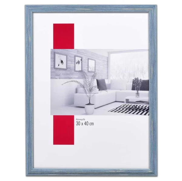 Holz-Bilderrahmen Profil 32 40x60 cm | grau-blau | Normalglas (2 mm)
