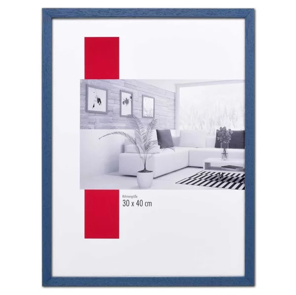 Holz-Bilderrahmen Profil 35 29,7x42 cm (A3) | blau | Normalglas (2 mm)