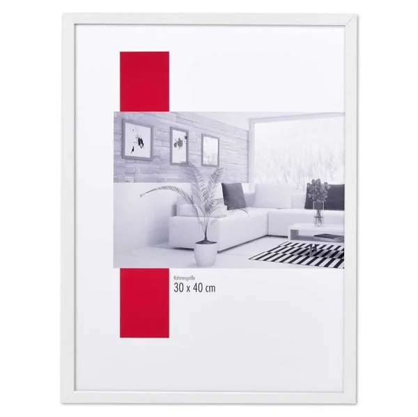 Holz-Bilderrahmen Profil 35 29,7x42 cm (A3) | weiß | Normalglas (2 mm)