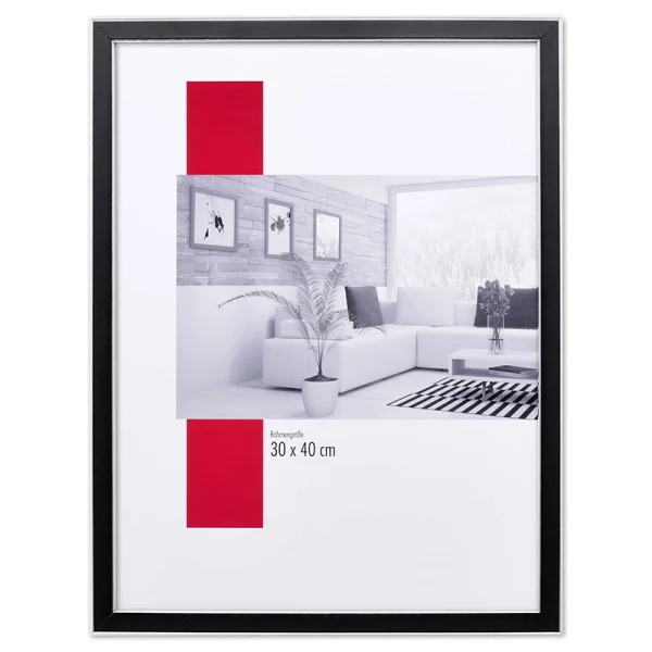 Holz-Bilderrahmen Profil 39 15x20 cm | schwarz | Antireflexglas mattiert (2 mm)