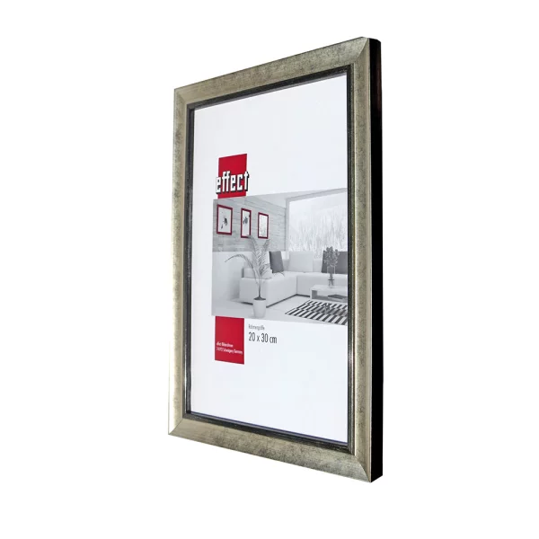 Holz-Bilderrahmen Profil 40 40x50 cm | silber | Normalglas (2 mm)
