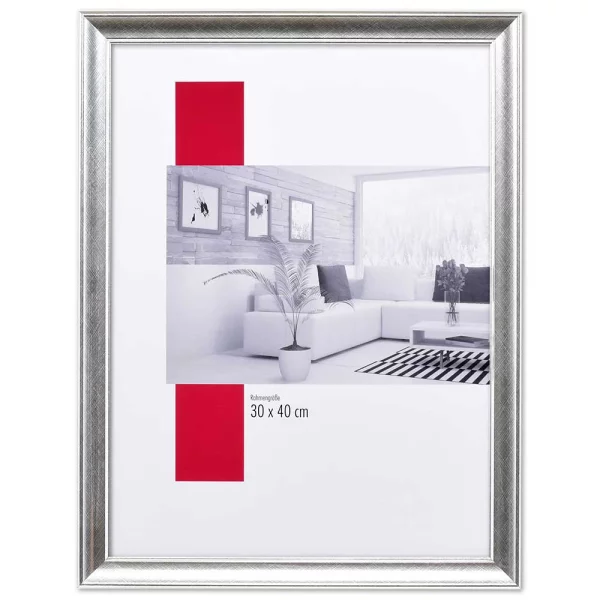 Holz-Bilderrahmen Profil 41 60x90 cm | silber | Normalglas (2 mm)