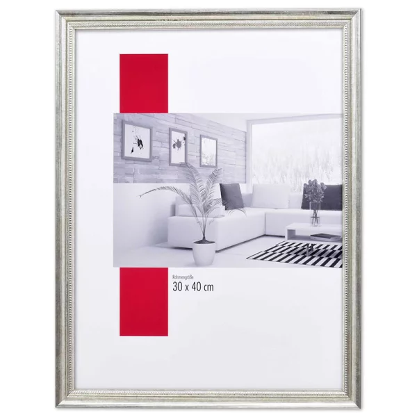 Holz-Bilderrahmen Profil 48 30x45 cm | silber | Normalglas (2 mm)