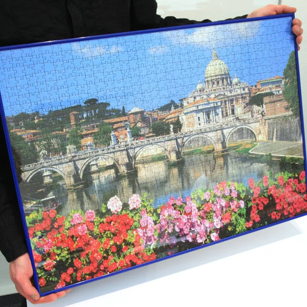 Kunststoff-Puzzlerahmen für 1000 Teile 48x65,2 cm | schwarz | Kunstglas (1,5 mm)
