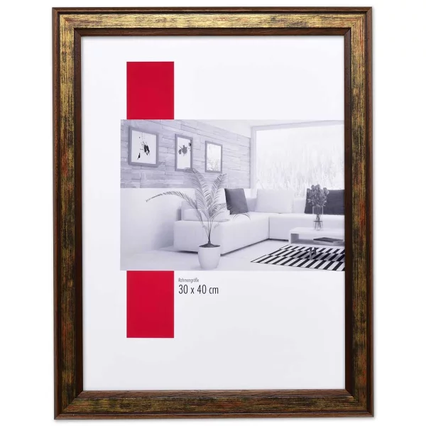 Holz-Bilderrahmen Profil 64 20x30 cm | braun | Normalglas (2 mm)