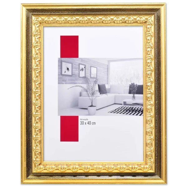 Barock-Bilderrahmen Profil 80 30x30 cm | gold | Normalglas (2 mm)