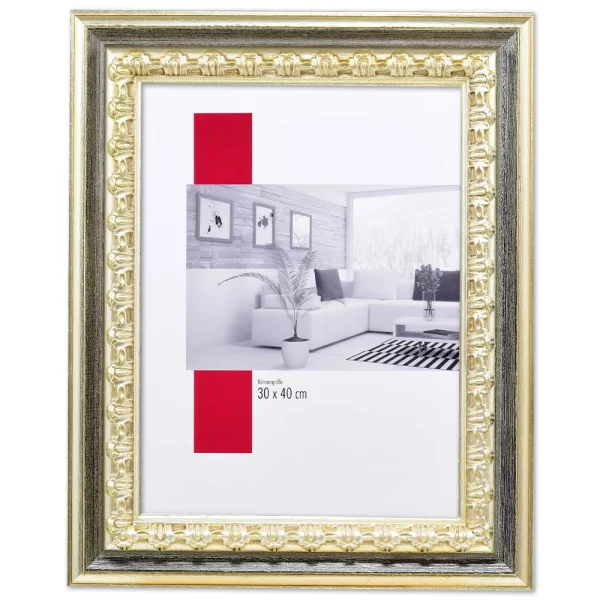 Barock-Bilderrahmen Profil 80 30x45 cm | silber | Normalglas (2 mm)