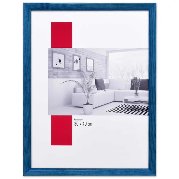 Holz-Bilderrahmen Profil 89 30x45 cm | blau | Normalglas (2 mm)