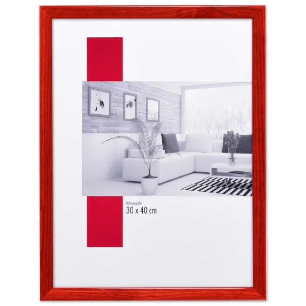 Holz-Bilderrahmen Profil 89 30x45 cm | rot | Normalglas (2 mm)