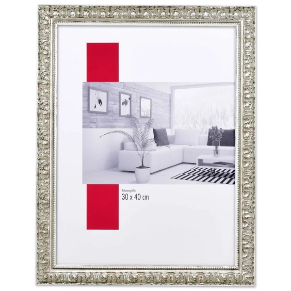 Barock-Bilderrahmen Profil 94 59,4x84,1 cm (A1) | silber | True Color Super Clear entspiegelt