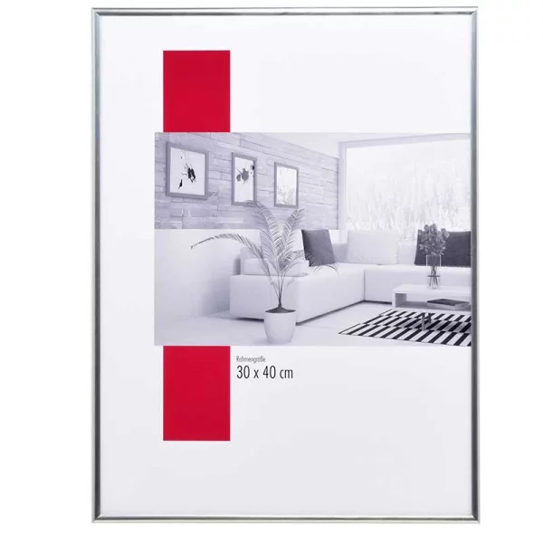 Kunststoff-Bilderrahmen Profil ART 40x60 cm | Silber | Normalglas (2 mm)