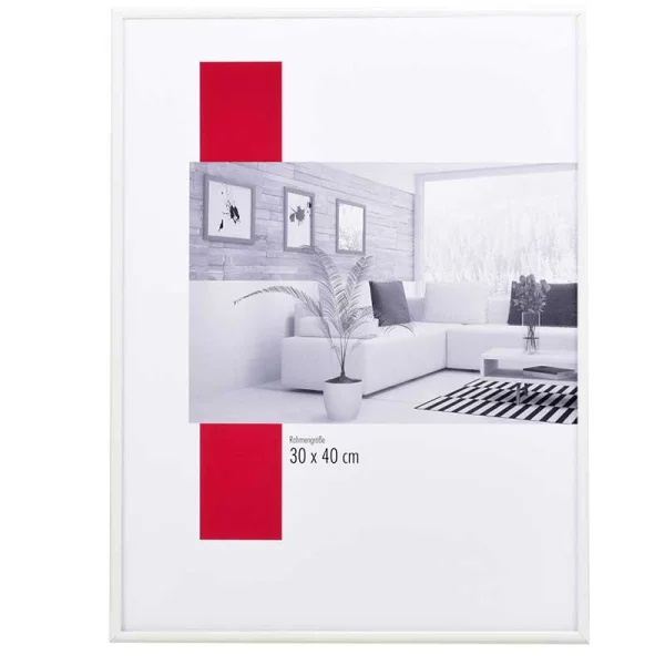 Kunststoff-Bilderrahmen Profil ART 40x60 cm | Weiß | Normalglas (2 mm)