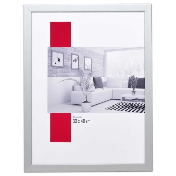 Holz-Bilderrahmen Profil Top Cube 84,1x118,9 cm (A0) | silber | Kunstglas UV 99 entspiegelt (2 mm)