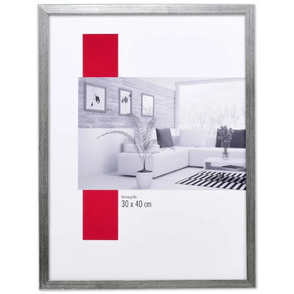Holz-Bilderrahmen Profil Top Pro S 42x59,4 cm (A2) | silber | Normalglas (2 mm)