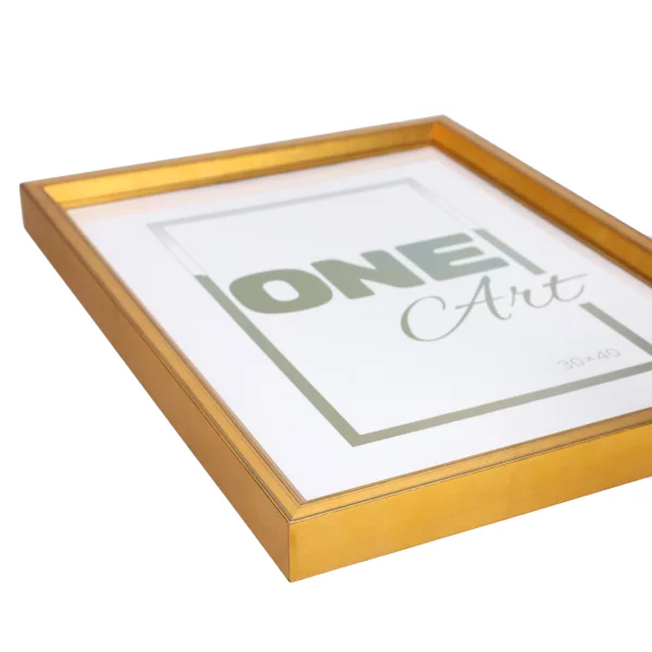 Holz-Bilderrahmen Ola 50x70 cm | Gold matt | Kunstglas (1 mm)