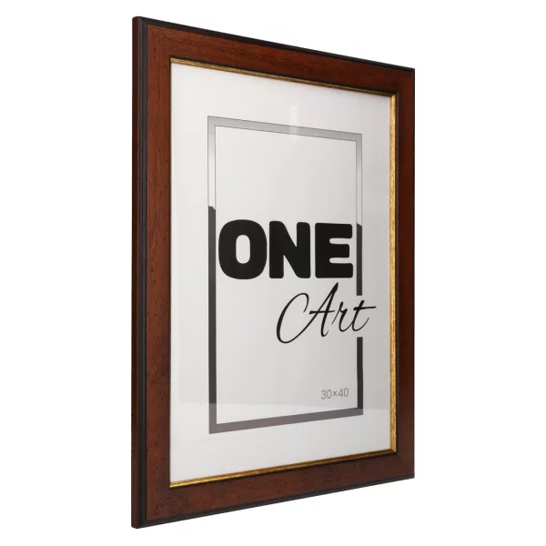 Holz-Bilderrahmen Valentina 50x70 cm | Braun-Gold | Kunstglas (1 mm)