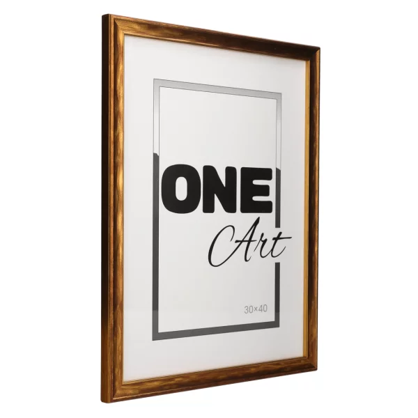 Holz-Bilderrahmen Wanda 50x70 cm | Gold matt | Kunstglas (1 mm)