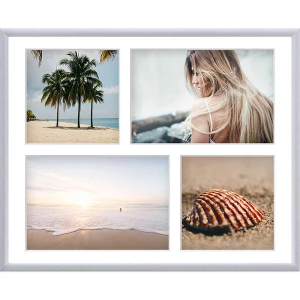 Cadre multi photos en aluminium Alicja 24x30 cm (4 Bilder) | argent | verre synthétique (1 mm)