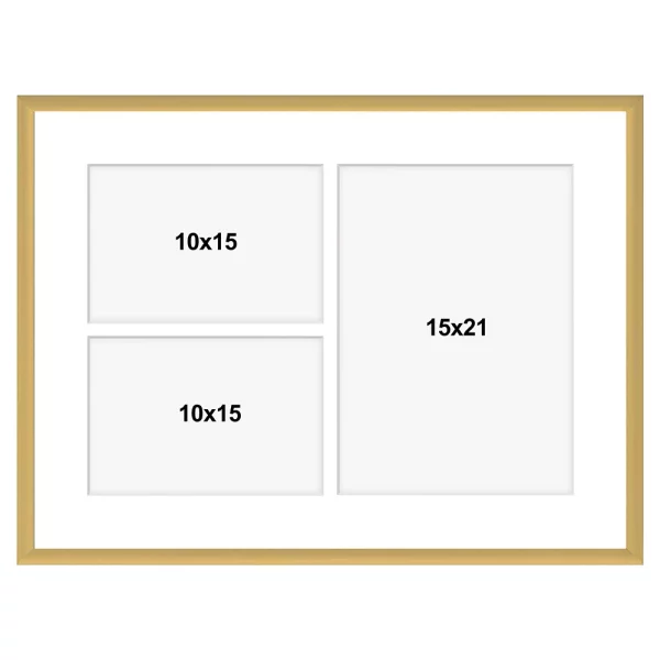 Cadre multi photos en aluminium Amelia pour 3 photos 30x40 cm (3 Bilder) | or | verre synthétique (1 mm)