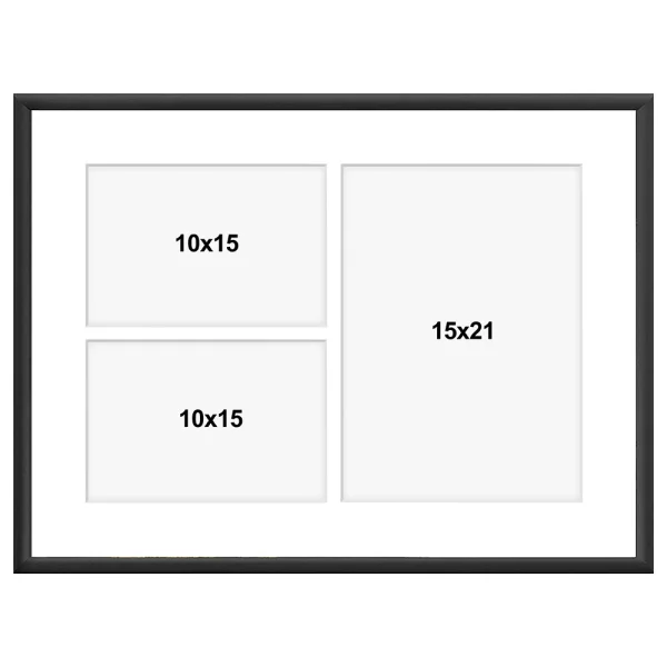 Cadre multi photos en aluminium Amelia pour 3 photos 30x40 cm (3 Bilder) | noir | verre synthétique (1 mm)