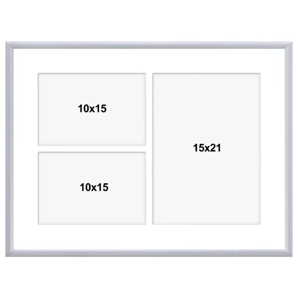 Cadre multi photos en aluminium Amelia pour 3 photos 30x40 cm (3 Bilder) | argent | verre synthétique (1 mm)
