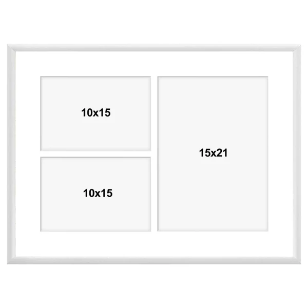 Cadre multi photos en aluminium Amelia pour 3 photos 30x40 cm (3 Bilder) | blanc | verre synthétique (1 mm)