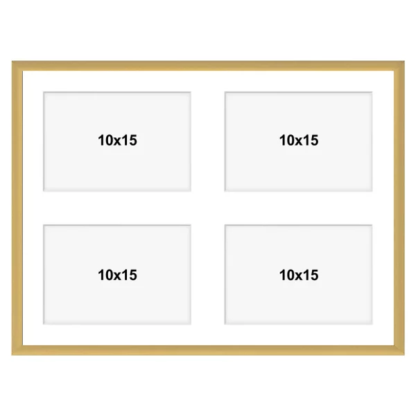 Cadre multi photos en aluminium Amelia pour 4 photos 30x40 cm (4 Bilder) | or | verre synthétique (1 mm)