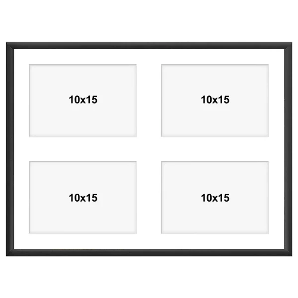 Cadre multi photos en aluminium Amelia pour 4 photos 30x40 cm (4 Bilder) | noir | verre synthétique (1 mm)