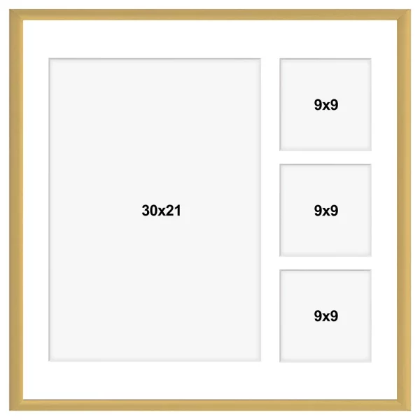 Aluminium Galerie-Bilderrahmen Amelia 40x40 cm (4 Bilder) 40x40 cm (4 Bilder) | gold | Kunstglas (1 mm)
