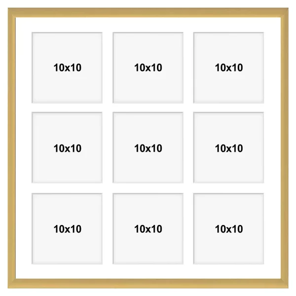 Aluminium Galerie-Bilderrahmen Amelia 40x40 cm (9 Bilder) 40x40 cm (9 Bilder) | gold | Kunstglas (1 mm)