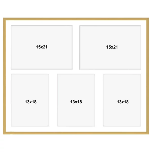 Aluminium Galerie-Bilderrahmen Amelia 40x50 cm (5 Bilder) 40x50 cm (5 Bilder) | gold | Kunstglas (1 mm)