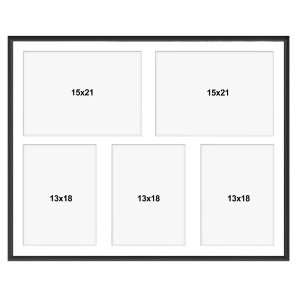 Cadre multi photos en aluminium Amelia pour 5 photos 40x50 cm (5 Bilder) | noir | verre synthétique (1 mm)