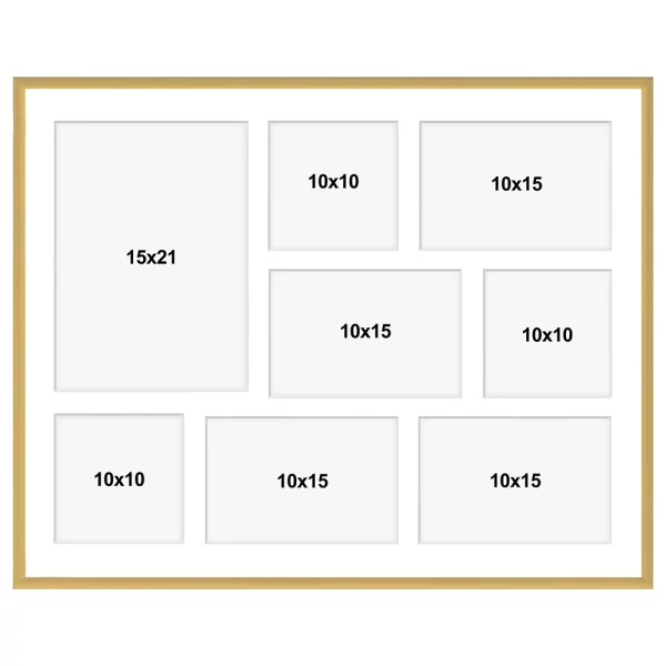 Cadre multi photos en aluminium Amelia pour 8 photos 40x50 cm (8 Bilder) | or | verre synthétique (1 mm)