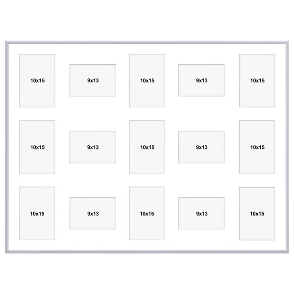 Cadre multi photos en aluminium Amelia pour 15 photos 60x80 cm (15 Bilder) | argent | verre synthétique (1 mm)