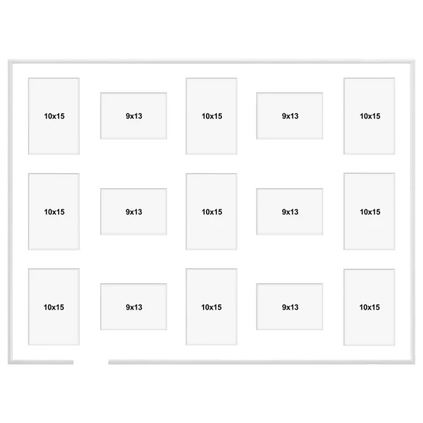 Cadre multi photos en aluminium Amelia pour 15 photos 60x80 cm (15 Bilder) | blanc | verre synthétique (1 mm)