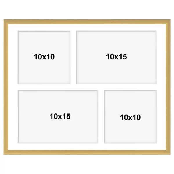 Cadre multi photos en aluminium Amelia pour 4 photos 24x30 cm (4 Bilder) | or | verre synthétique (1 mm)