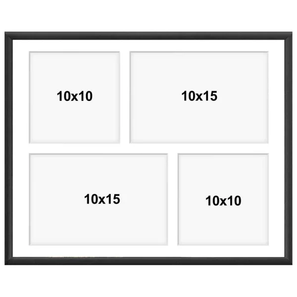 Cadre multi photos en aluminium Amelia pour 4 photos 24x30 cm (4 Bilder) | noir | verre synthétique (1 mm)