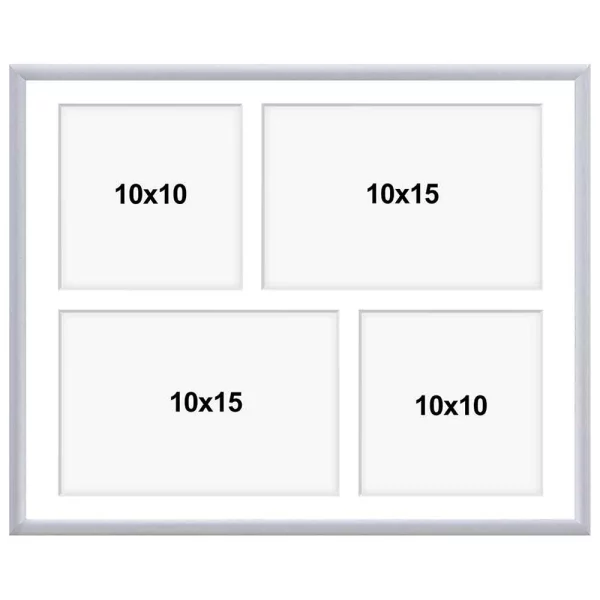 Cadre multi photos en aluminium Amelia pour 4 photos 24x30 cm (4 Bilder) | argent | verre synthétique (1 mm)
