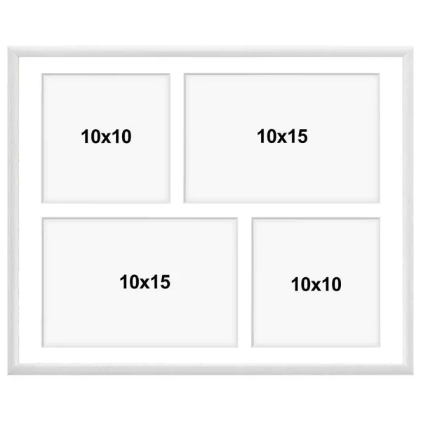 Cadre multi photos en aluminium Amelia pour 4 photos 24x30 cm (4 Bilder) | blanc | verre synthétique (1 mm)