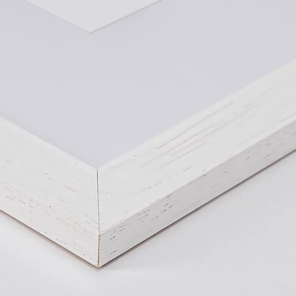 Holz-Bilderrahmen Batino mit Passepartout 29,7x42 cm (21x29,7 cm) | Weiß | Kunstglas (1 mm)