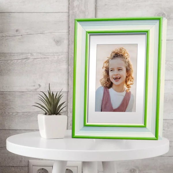 Cadre en plastique Colorado 10x15 cm | Blanc-vert | verre synthétique (1 mm)