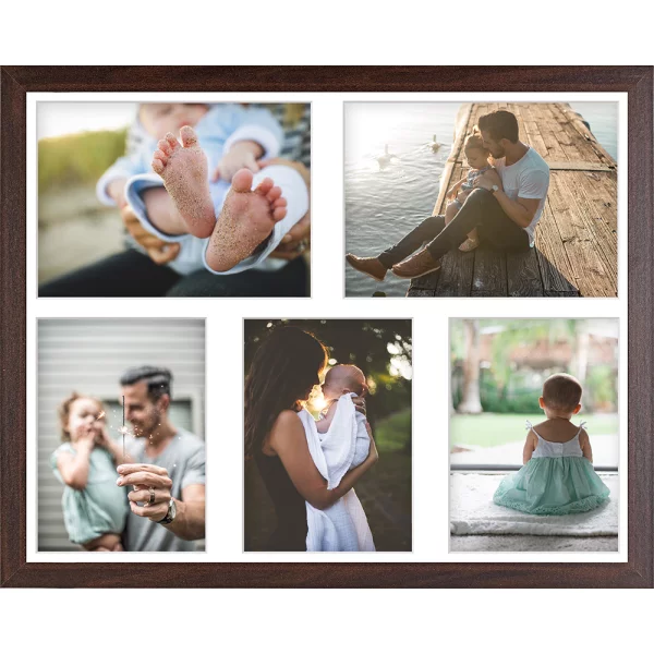 Cadre multi photos en bois (MDF) Hekla 40x50 cm (5 Bilder) | wengé | verre synthétique (1 mm)