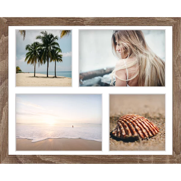 Cadre multi photos en bois (MDF) Hekla 24x30 cm (4 Bilder) | chêne | verre synthétique (1 mm)