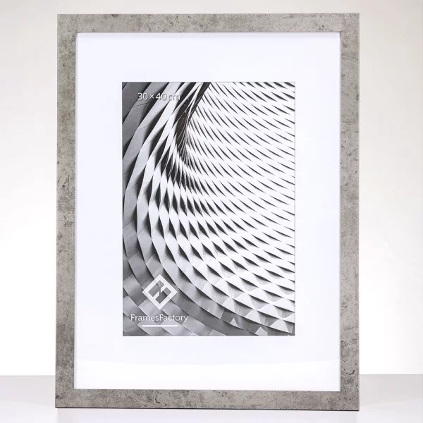 Holz Bilderrahmen Hekla (MDF) Maßanfertigung Beton | Kunstglas (1 mm)