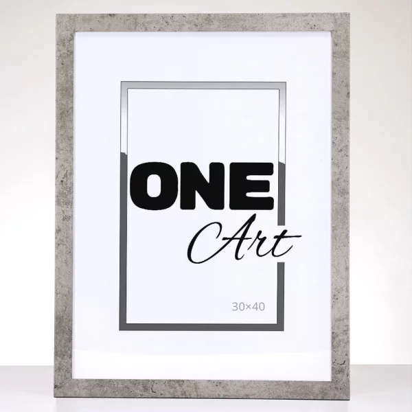Holz Bilderrahmen Hekla (MDF) Maßanfertigung Beton | Kunstglas (1 mm)