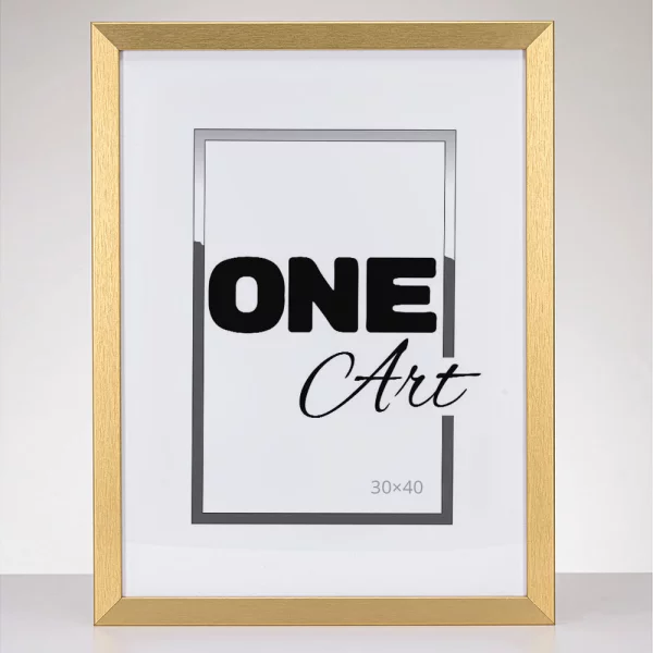 Holz Bilderrahmen Hekla (MDF) Maßanfertigung Gold strukturiert | Kunstglas (1 mm)