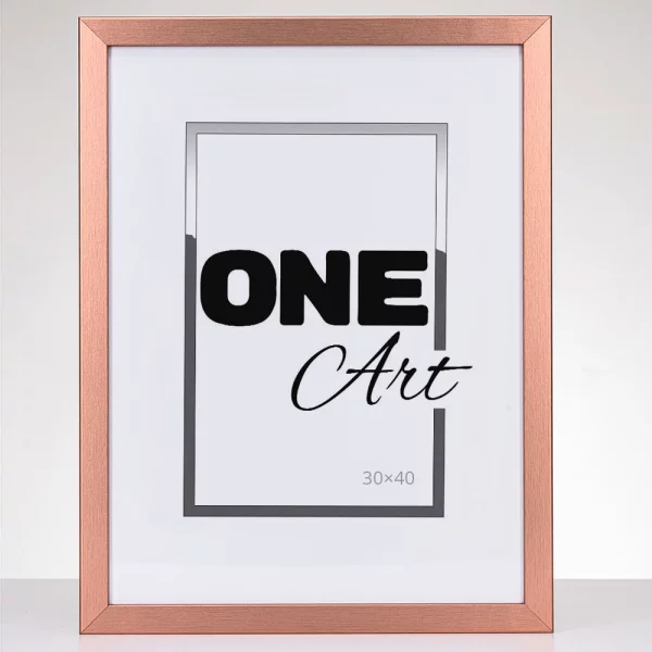 Holz Bilderrahmen Hekla (MDF) Maßanfertigung Rose Gold strukturiert | Kunstglas (1 mm)