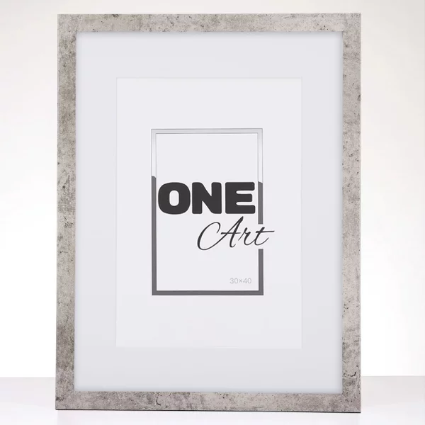 Cadre en bois Hekla (MDF) avec passe-partout 61x91,5 cm (50x70 cm) | béton | verre synthétique (1 mm)