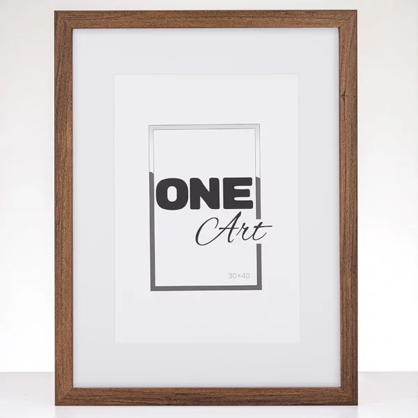 Cadre en bois Hekla (MDF) avec passe-partout 61x91,5 cm (50x70 cm) | brun foncé | verre synthétique (1 mm)