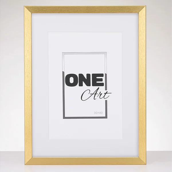 Cadre en bois Hekla (MDF) avec passe-partout 61x91,5 cm (50x70 cm) | or avec structure | verre synthétique (1 mm)